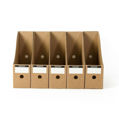 Combo 5 Giá Đỡ Sách Tạp Chí Tài Liệu Để Bàn Bằng Giấy Carton Có Thể Gấp Gọn Kèm Tem Dán Phân Loại