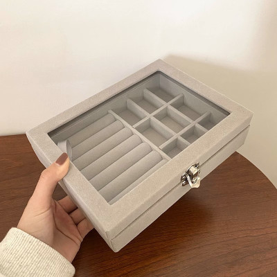 Hộp đựng trang sức bằng vải nhung trong suốt  , có khóa  sang trọng chống bụi cao cấp , chống oxy hóa hiện đại và tinh tế