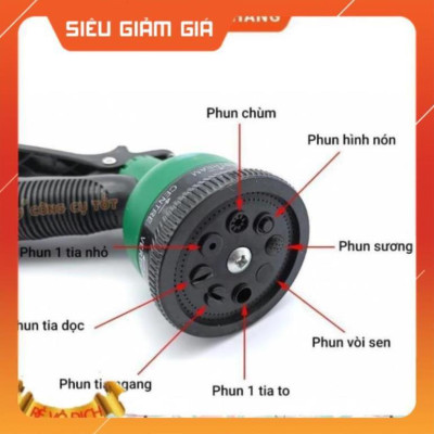 Vòi xịt rửa xe,Vòi phun nước tưới cây tăng áp thông minh 8 chế độ 815498 (cút đồng,nối đồng - dây trắng)