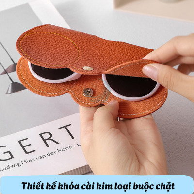 Túi đựng kính, có dây buộc- Túi đựng kính râm da PU 14x7cm