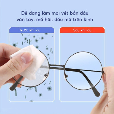 Khăn Lau Kính Nano Hộp 100 Miếng Khăn Giấy Chống Bám Hơi Nước, Chống Mờ Sương, Mồ Hôi, Chống Nhờn - Hàng Loại 1