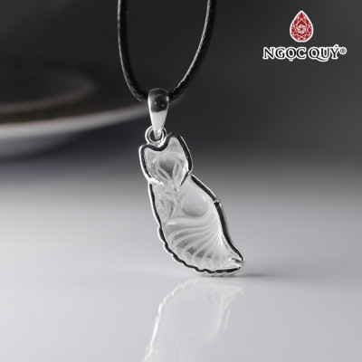 Mặt dây chuyền hồ ly thạch ưu linh trắng bọc bạc mệnh thủy , kim - Ngọc Quý Gemstones