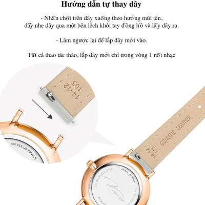Đồng hồ đeo tay Nữ hiệu JONAS & VERUS X01856-Q3.PPWLR, Máy Pin (Quartz), Kính sapphire chống trầy xước, Dây Da Italy