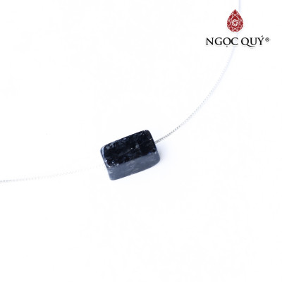 Mặt dây chuyền lu thống đá thạch anh tóc đen 13x7mm tặng dây bạc mệnh thủy, mộc - Ngọc Quý Gemstones