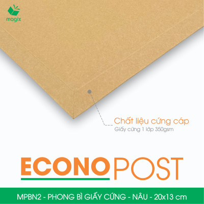 MPBN2 - 20x13 cm - Combo 20 phong bì giấy cứng đóng hàng màu nâu thay thế túi gói hàng