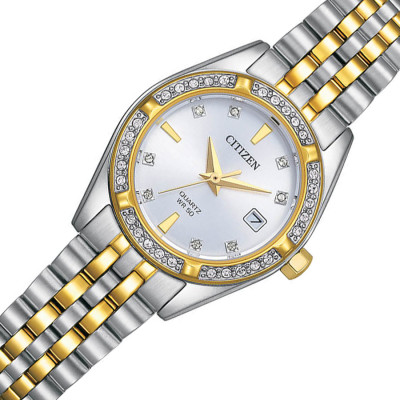 Đồng Hồ Nữ Citizen Pin-Quartz Đính Đá Swarovski Dây Thép Không Gỉ EU6066-59A - Mặt Trắng (26mm)