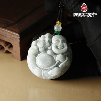 Mặt dây chuyền phật di lặc cẩm thạch A 45mm mệnh hỏa mộc - Ngọc Quý Gemstones