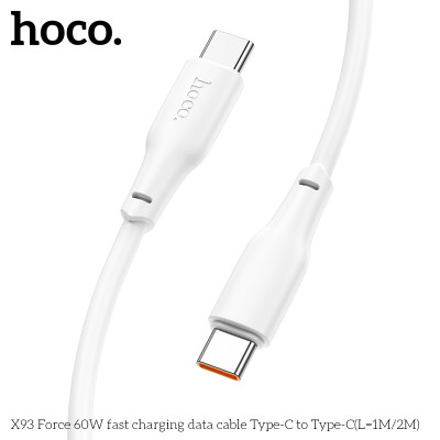 Cáp Sạc Nhanh Dành Cho Hoco X93 Force 60W Type-C Đến Type-C Dây Dài 2M Hàng Chính Hãng