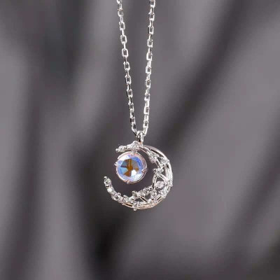 Dây Chuyền Bạc 925 Đá Moonstone Đổi Màu Bạc Hiểu Minh DMD541