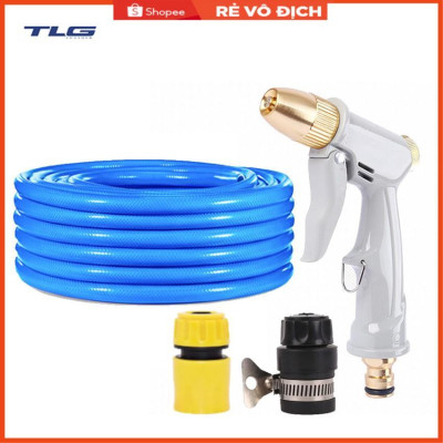 Bộ dây và vòi xịt rửa xe tưới cây tăng áp 15M (cút nhựa nối nhựa đen 713-2) 206846
