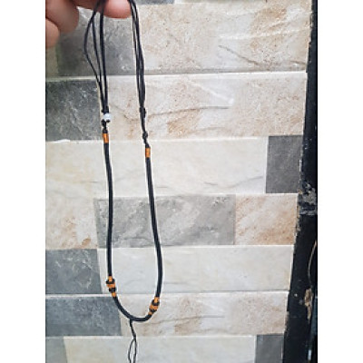 Sợi Dây ĐEN Đeo Cổ Mới Viền Họa Tiết màu Vàng 2 Bên dạng Rút đẹp  Size dây dầy 3mm x dài trồng cổ Anh Chị tự chỉnh theo ý 23cm - 30cm  Phối với mặt Phật, mặt dây chuyền nam nữ đeo được hết ạ