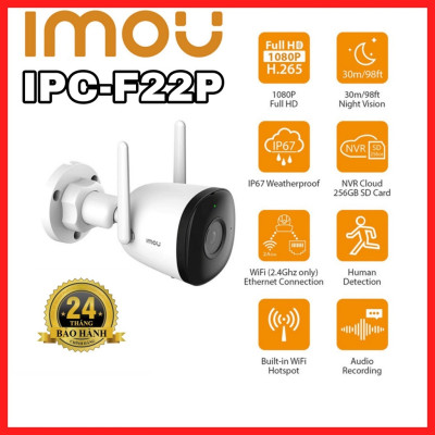 Camera IP Wifi Ngoài Trời Imou F22FP Bullet 2E Full HD 1080P CÓ MÀU BAN ĐÊM, KÈM PHÍCH CẮM ÂM - Hàng Chính Hãng