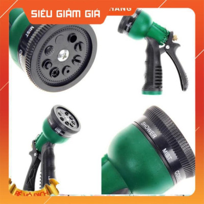 Vòi xịt rửa xe,Vòi phun nước tưới cây tăng áp thông minh 8 chế độ 815498 (cút đồng,nối đồng - dây trắng)