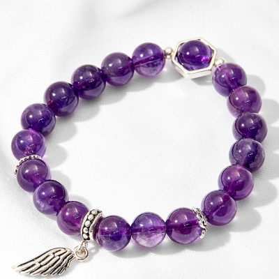 Vòng tay đá thạch anh tím phối cánh bạc Ngọc Quý Gemstones