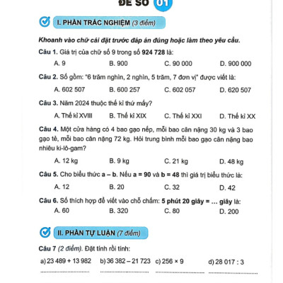 Sách - Bộ Đề Kiểm Tra Toán Lớp 4 - Tập 1