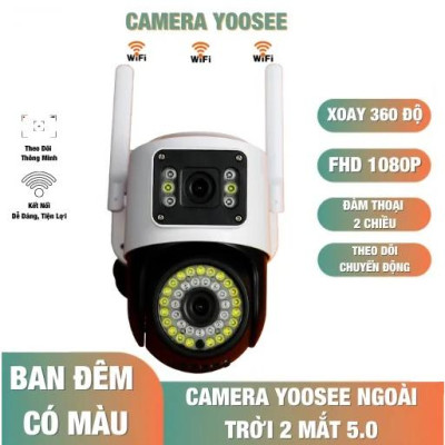 Camera IP Yoosee PTZ Ngoài Trời 2 Màn Hình 5MPX Xem Đêm Có Màu, Hỗ Trợ Đàm Thoại 2 Chiều Xoay 360 Độ - Hàng Chính Hãng