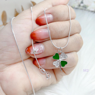 Dây chuyền nữ mặt cỏ 4 lá chất liệu bạc Ý MS012