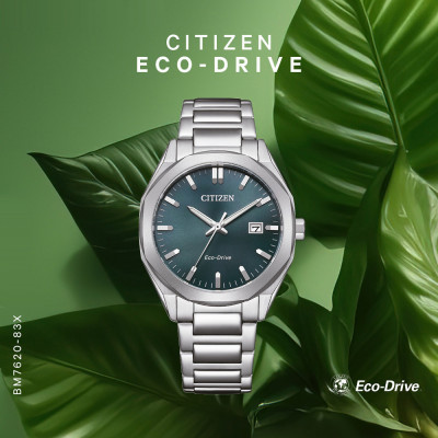 Đồng Hồ Citizen Nam Eco-Drive Dây Thép Không Gỉ BM7620-83X - Mặt Xanh (38mm)