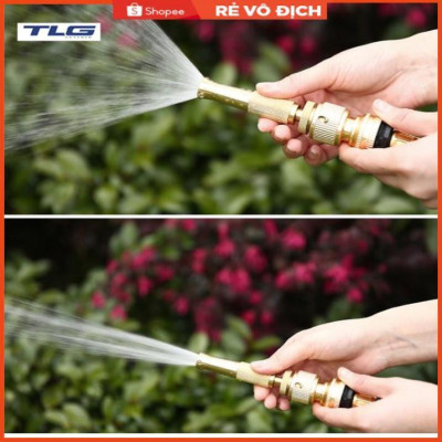 Bộ vòi xịt nước tưới cây đa năng tăng áp lực nước kèm dây tưới dạng lò xo co dãn 587814 loại 10m