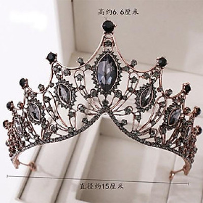 Vương miện chụp hình xi mạ đính đá đen Gianpkc