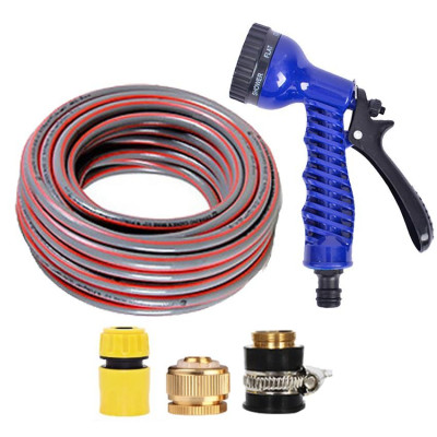 Bộ dây và vòi xịt tăng áp lực nước,rửa xe, tưới cây 15m (cút nhựa nối đồng nhựa) 206843