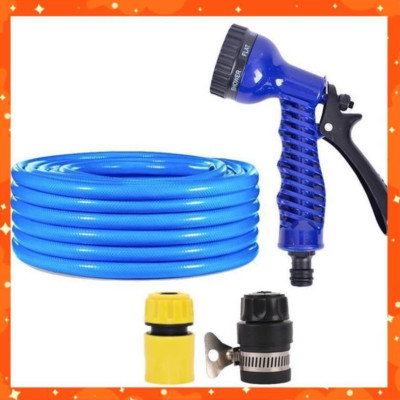 Bộ dây tăng áp 3 lần vòi xịt nước rửa xe,tưới cây loại 3-5m (cút nhựa nối nhựa đen 713-2) 206843 