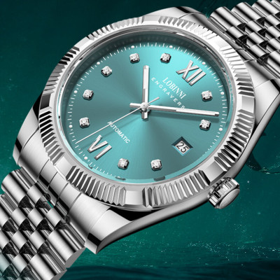 Đồng hồ nam chính hãng Lobinni L19019-1,Kính sapphire chống xước,chống nước 50M,bảo hành 24 tháng,máy cơ(Automatic) Nhật bản,dây kim loại thép không gỉ 316L,hàng mới full box hãng đầy đủ