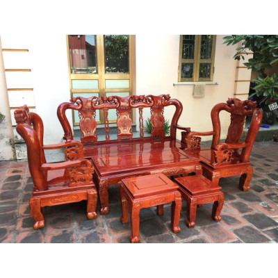 Bộ bàn ghế gỗ phòng khách minh quốc đào gỗ xoan