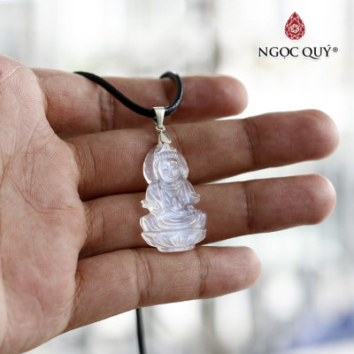 Dây chuyền phật bà đá mặt trăng 30x18mm  - Ngọc Quý Gemstones