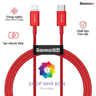 Cáp sạc nhanh siêu bền Type C  20W cho iPhone 12 / iPhone 11 Series (Type-C to Iphone PD 20W/18W Fast charge & 480Mbps Data, TPE Cable) -màu Đỏ hàng nhập khẩu