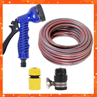 Bộ dây tăng áp 3 lần vòi xịt nước rửa xe,tưới cây loại 3-5m (cút nhựa nối nhựa đen 713-2) 206843 