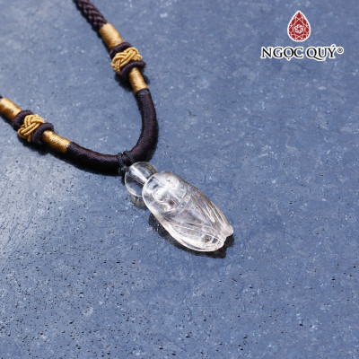 Mặt dây chuyền con ve ngọc thiền thạch anh tóc đỏ cam mệnh hỏa, thổ - Ngọc Quý Gemstones