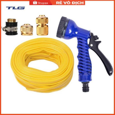 Bộ dây tăng áp 3 lần vòi xịt nước rửa xe, tưới cây loại 20m (cút đồng-nối đồng) 206843