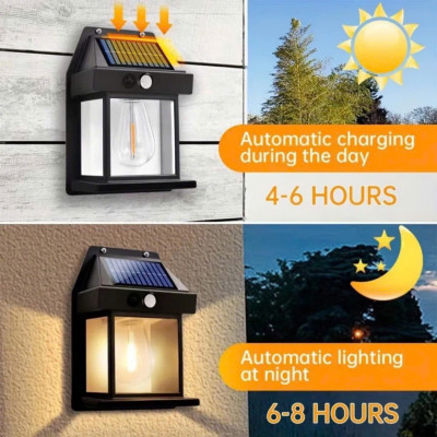 Đèn sân vườn năng lượng mặt trời cảm biến chuyển động, cảm biến ánh sáng tự động bặt tắt, đèn mặt trời 3 chế độ