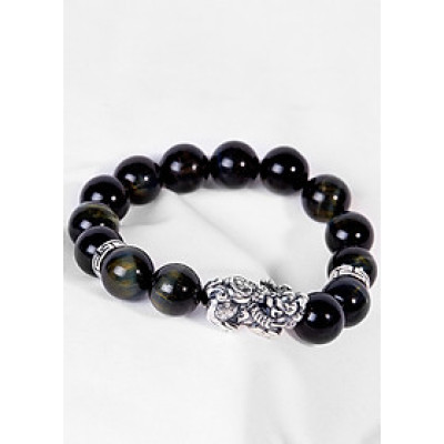 Vòng Tay Đá Mắt Hổ Xanh Đen Phối Charm Tỳ Hưu Bạc Ngọc Quý Gemstones