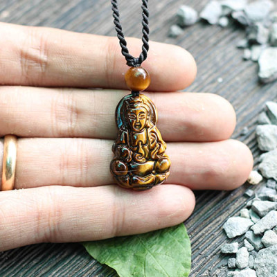 Phật Bà Quan Âm Đá Mắt Hổ Ngọc Quý Gemstones MD44