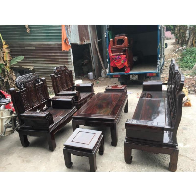 Bàn ghế phòng khách âu á hộp trương voi gỗ sồi mỹ 2m2