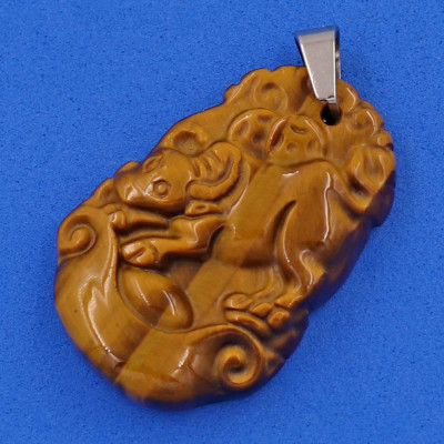 Mặt dây chuyền tuổi Sửu đá mắt hổ 3.6cm - Mặt size nhỏ