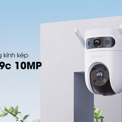 EZVIZ H9c 3K 10MP , 2K 6MP, Camera 2 Mắt WiFi Ngoài Trời Xoay 360 ống kính kép có màu ban đêm-Hàng chính hãng