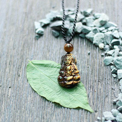 Phật Bà Quan Âm Đá Mắt Hổ Ngọc Quý Gemstones MD44
