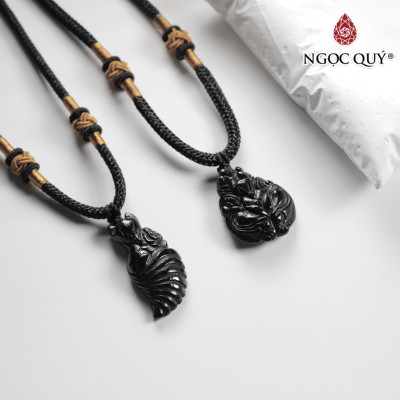 Mặt dây chuyền hồ ly đá tourmaline đen mệnh thủy, mệnh mộc - Ngọc Quý Gemstones