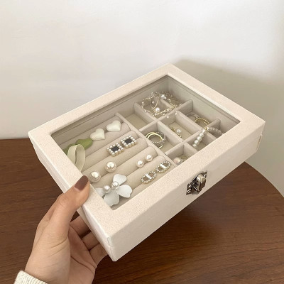 Hộp đựng trang sức bằng vải nhung trong suốt  , có khóa  sang trọng chống bụi cao cấp , chống oxy hóa hiện đại và tinh tế