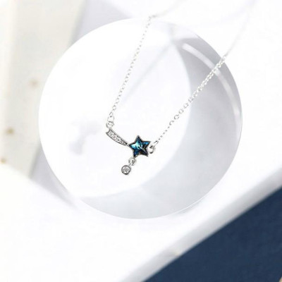 Dây chuyền bạc 925 sao chổi đá xanh lạ mắt trẻ trung thanh lịch Dế Bạc - D4225