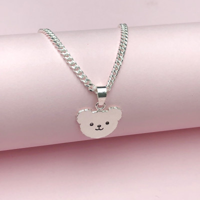 Dây Chuyền, Vòng Cổ Trẻ Em Bạc Ta Hình Mặt Gấu Bạc Hiểu Minh DTE066