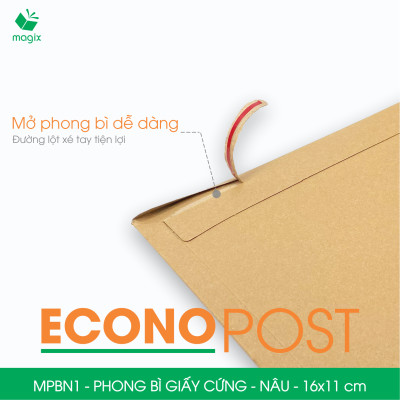 MPBN1 - 16x11 cm - Combo 100 phong bì giấy cứng đóng hàng màu nâu thay thế túi gói hàng