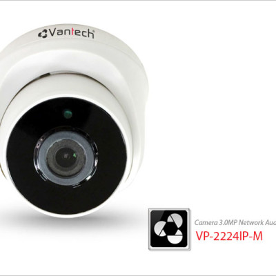 Vantech Camera 3.0MP Network Audio Dome VP-2224IP-M - Hàng chính hãng