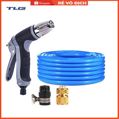 Bộ dây và vòi xịt  tăng áp rửa xe tưới cây 3-5M (cút đồng nối nhựa đen) 206817