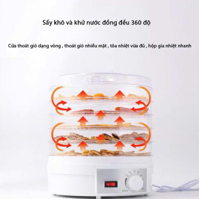 Máy sấy thực phẩm gia đình sấy khô siêu nhanh sấy hoa quả thịt cá tôm mực cực tiện.