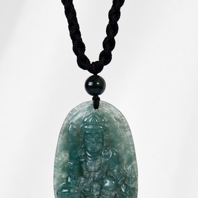 Mặt Dây Chuyền Văn Thủ Bồ Tát Tuổi Mão Đá Cẩm Thạch Nước Ngọc Ngọc Quý Gemstones