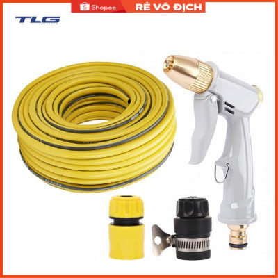 Bộ dây và vòi xịt rửa xe tưới cây tăng áp 7-10M (cút nhựa nối nhựa đen 713-2) 206846